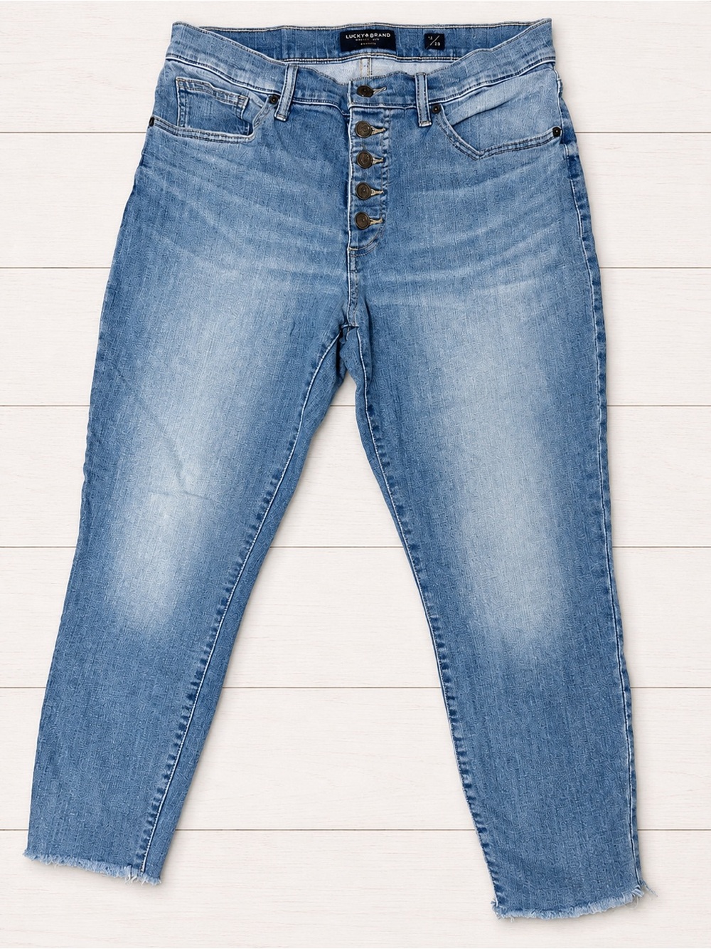Lucky Brand Light Blue High-Rise Button-Fly Cropped Jeans